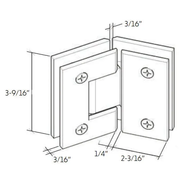 Hinge Overall Dimensions — dimensioned drawing